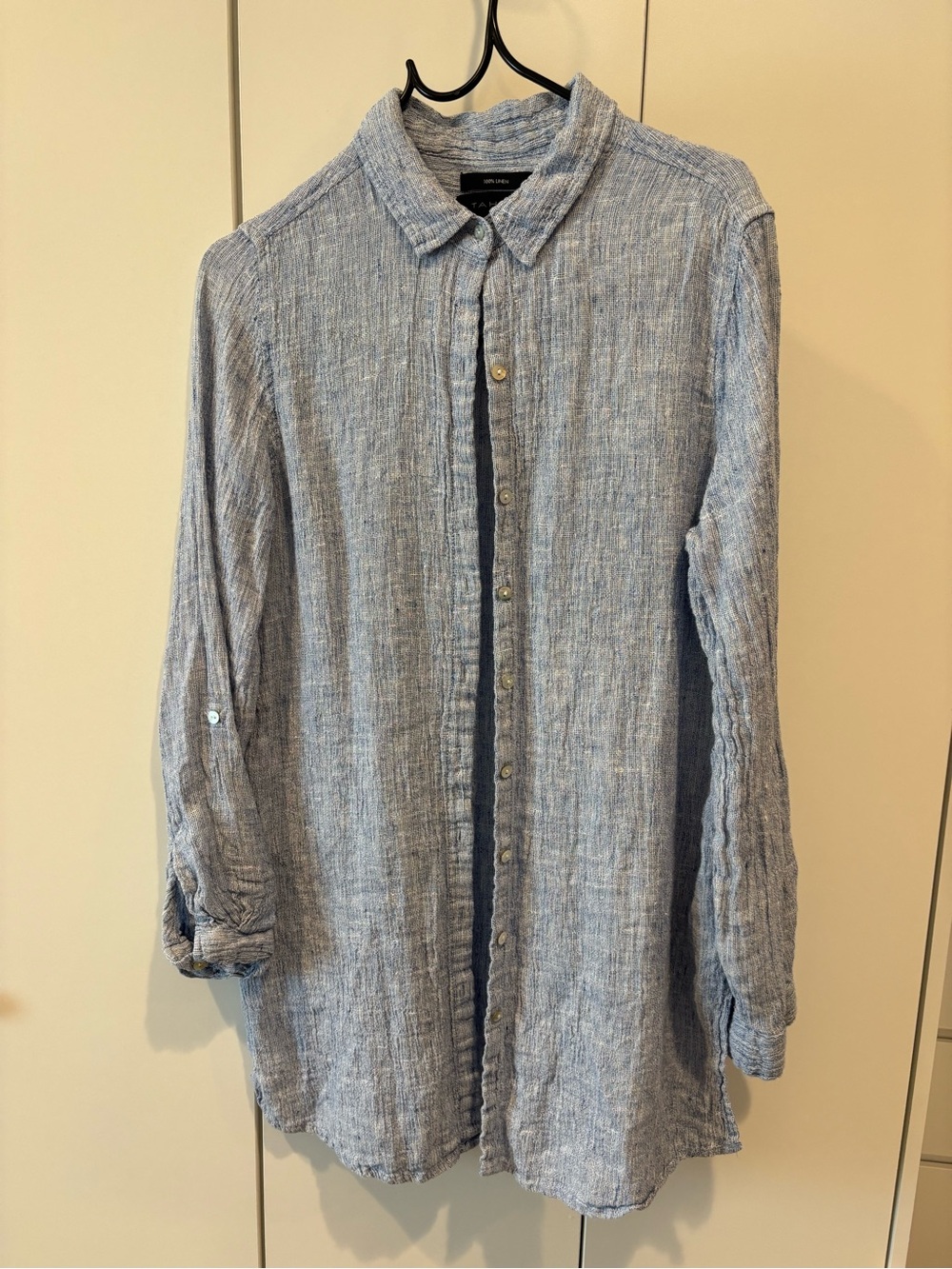 Tahari Light Blue Linen-Blend Shirt Jacket